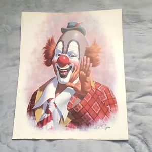 Vintage1979 Arthur SarnoffFramed"Happy Clown" Lithograph Signed Print